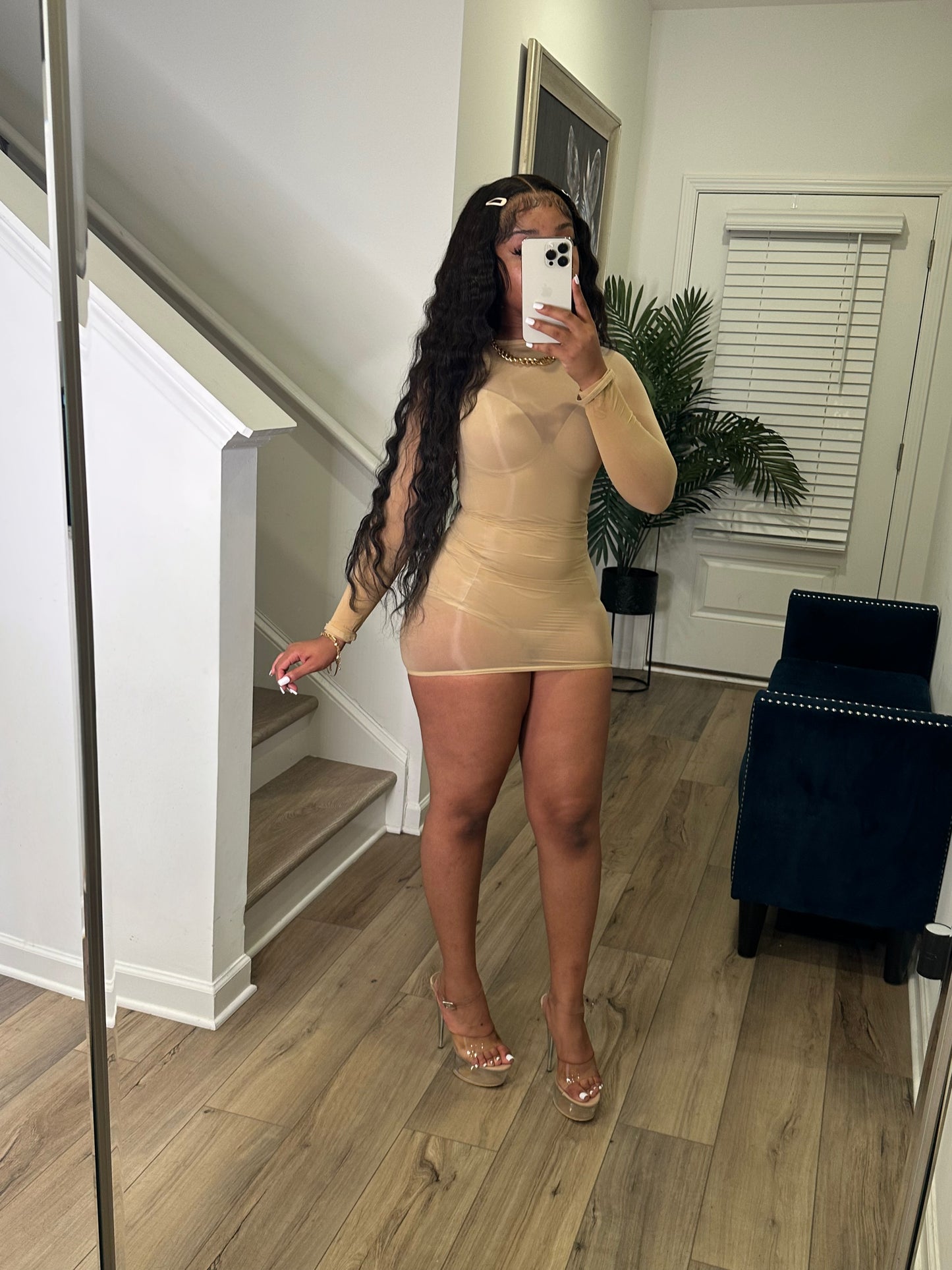 Mesh Dress Nude