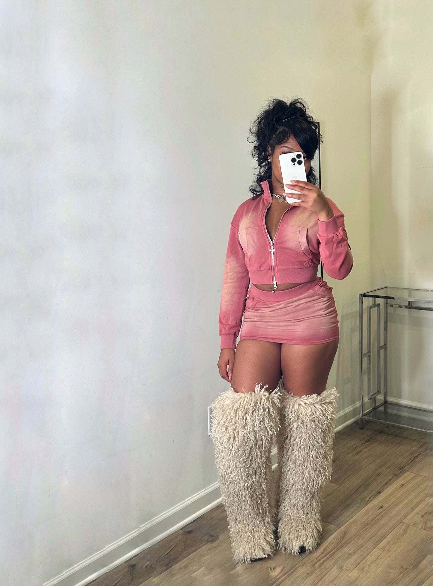 Pink Acid Skirt Set