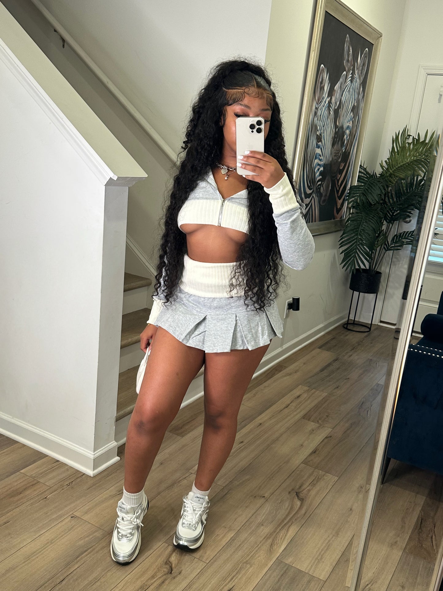 Off White Skirt Set
