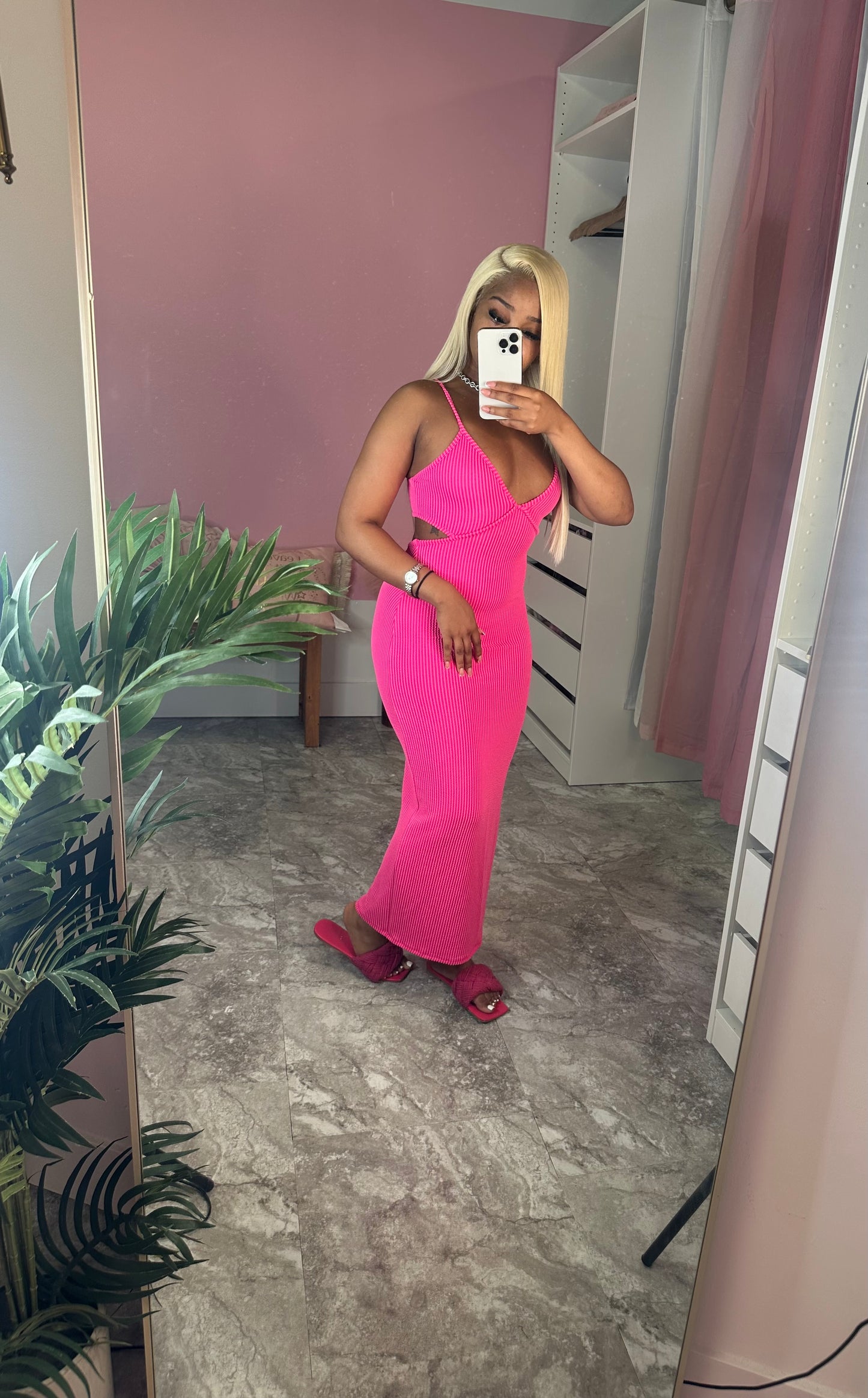 Pink Ribbed Dress