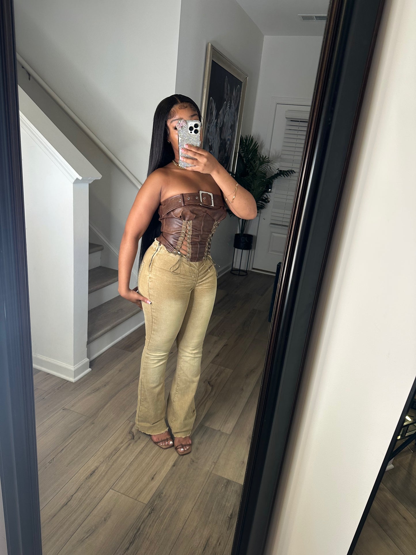 Brown Buckled Corset