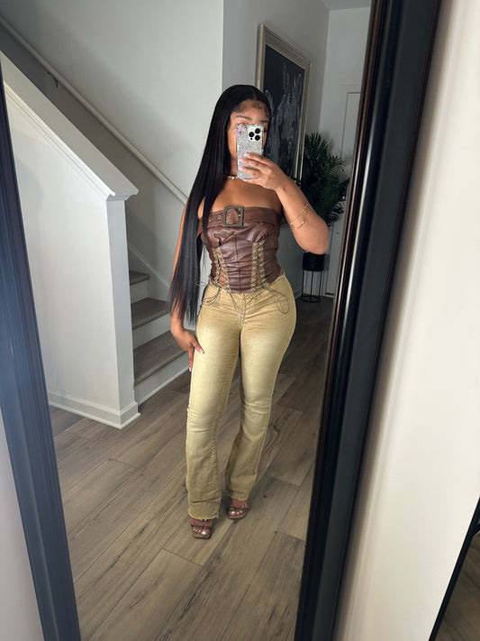 Brown Buckled Corset