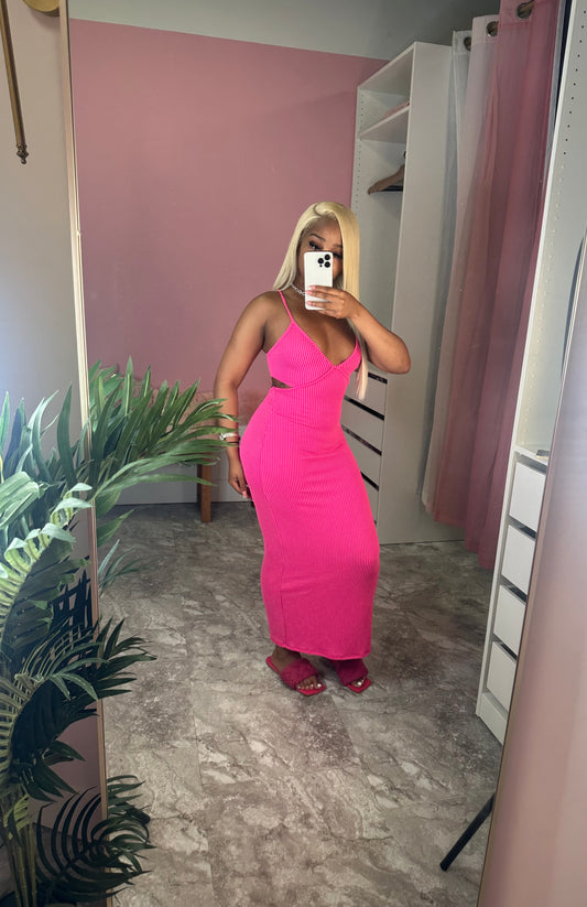 Pink Ribbed Dress
