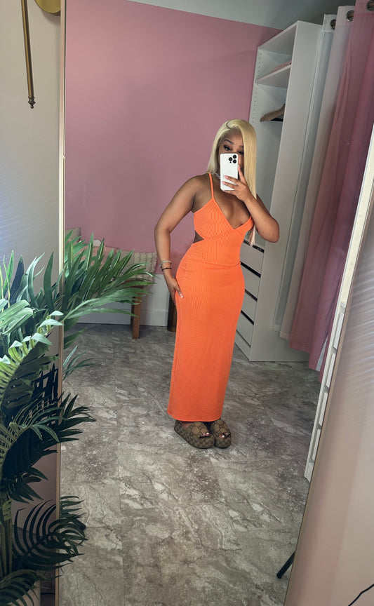 Orange Ribbed Dress