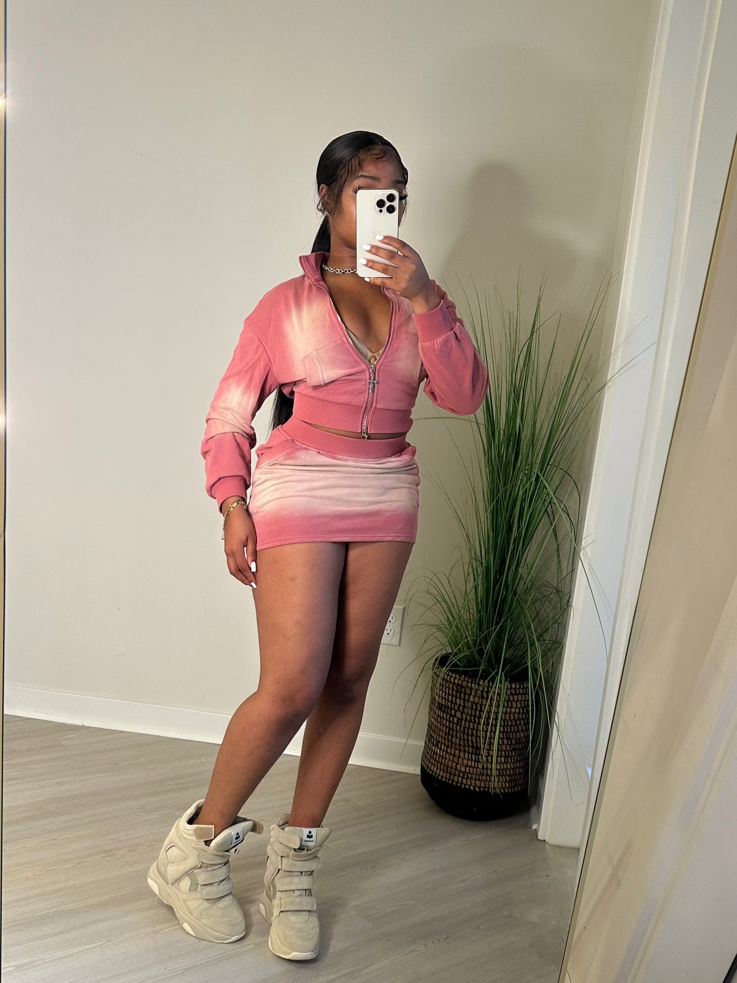 Pink Acid Skirt Set