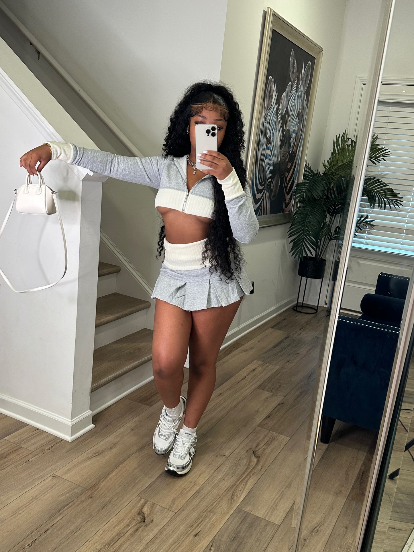 Off White Skirt Set